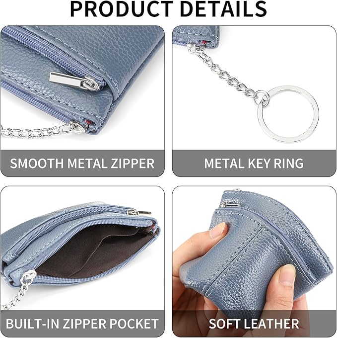 SENDEFN Leather Coin Purse for Women Small KeyChain Change Pouch Credit Card Holder