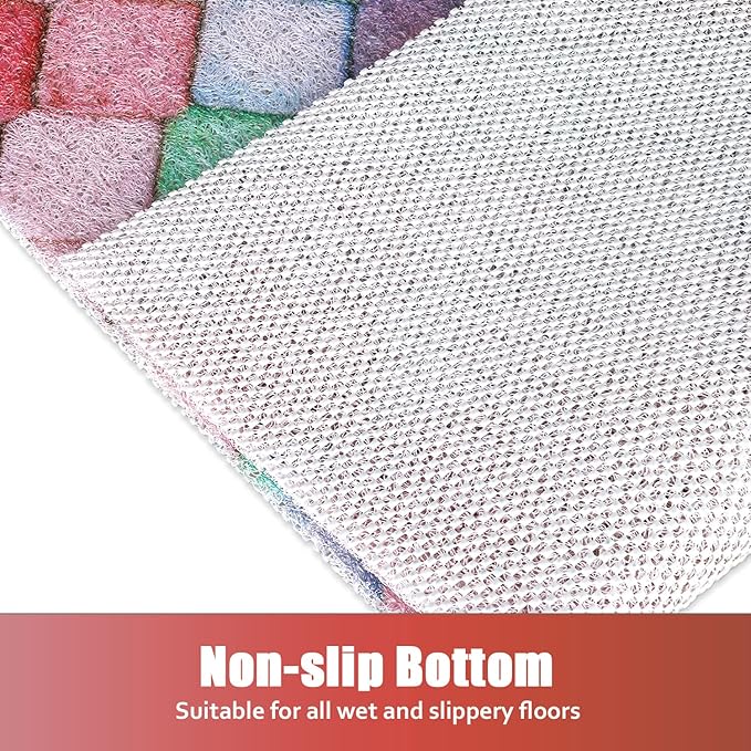 Shower Mat Non-Slip, 24x 24 Inch Square, Soft Comfort Bath Mats with Drainage Holes, PVC Loofah Massage Shower Floor Mat for Shower, Bathroom, Wet Areas, Quick Drying