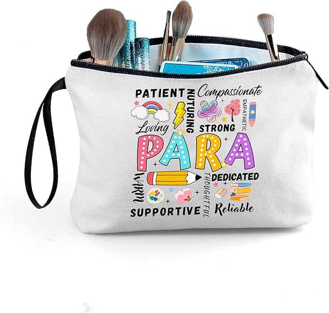 Paraprofessional Para Graduation Appreciation Thank You Funny Birthday Farewell Gifts Small Makeup Cosmetic Bag for Women Female Coworker Friend Assistant Paraeducator from Teacher