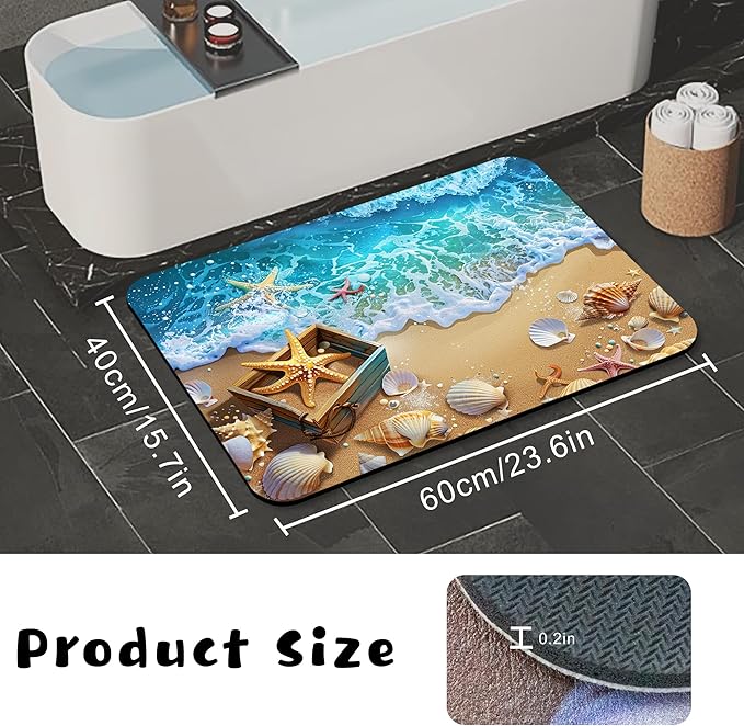 Bathroom Rugs Non Slip Quick Dry Bath mat Rubber Bathroom mat, Super Absorbent Bath mat, Washable Bathroom mat Bath Rugs, Shower Mat Bath Mats for Bath Floor, 15.7x23.6in, Underwater World