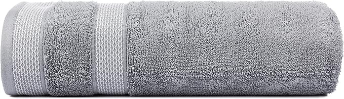CASA COPENHAGEN, Solitaire, 600 GSM, 35x70 Inches Extra Large Jumbo Size Bath Sheets, Set of 2 Towel, Super Soft Egyptian Cotton Towels for Bathroom & Shower - Grey Violet
