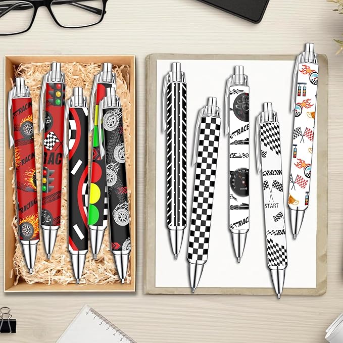Racing Car Ballpoint Pens Set – Speed-Inspired Writing Pens with Smooth Black Ink – Fun Race Car Theme for Students, Car Lovers,Everyday Writing – School,Office, Party Favors, and Gift Ideas, 10 Pack