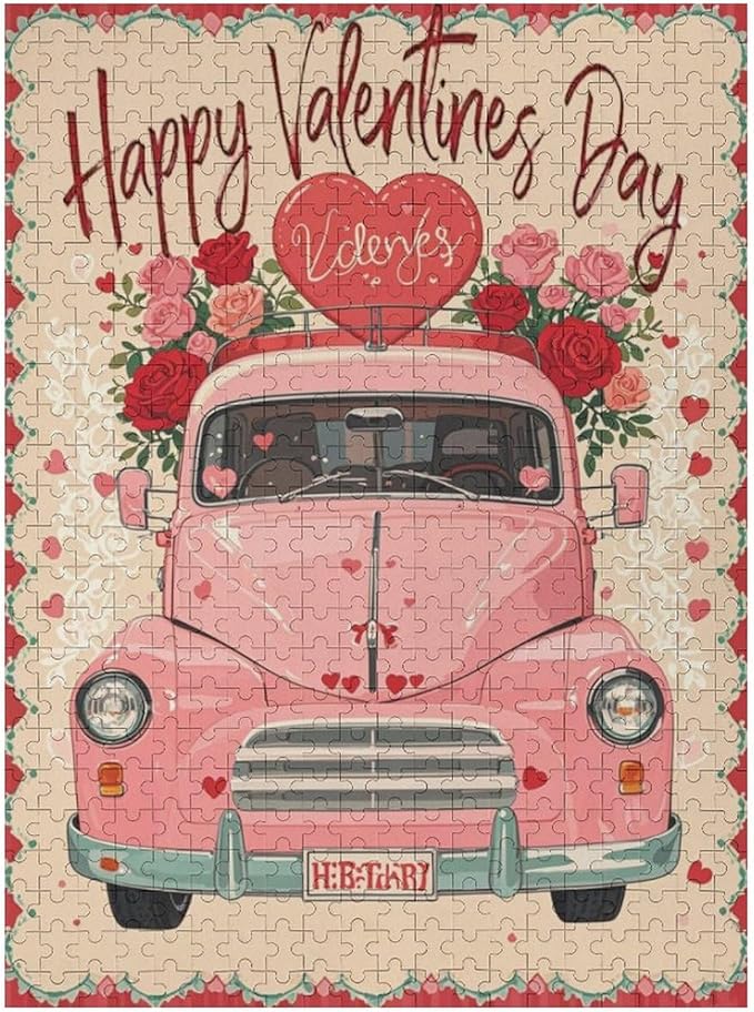 Jigsaw Puzzles for Adults 500 Piece - Happy Valentine's Day Wooden Puzzle，Funny Puzzle，Unique Gifts for Wall Art ，Family Puzzles，Educational Games，Challenge Puzzles