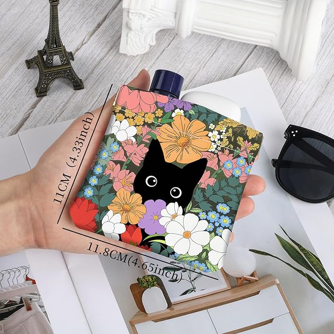 2Pcs PU Leather Small Squeeze Coin Purse Pouch Mini coin Bag Unique And Cute Wallet Cosmetic Bags Change Bag For Women Girls Men Flower And Cat