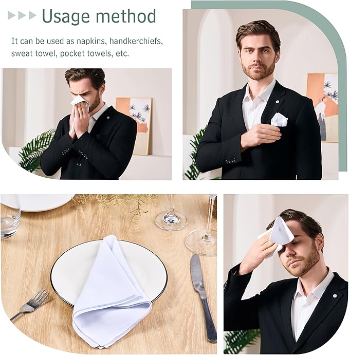 RDS HANKYTEX Men's Handkerchiefs,100% Soft Cotton,White Hankie,Pack of 6 Pieces