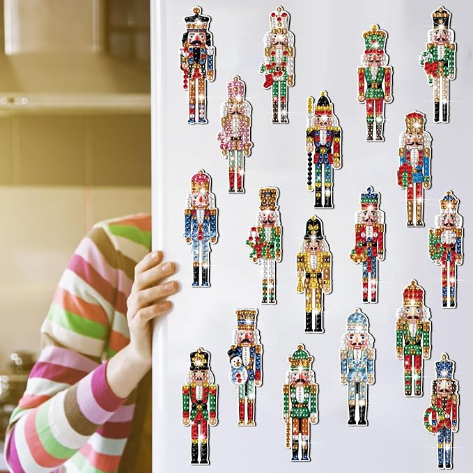 30 Pcs Diamond Art Nutcrackers Magnet Kits for Christmas DIY Nutcrackers King and Soldier Figures Diamond Painting Magnets for Crafts Gifts Home Decors