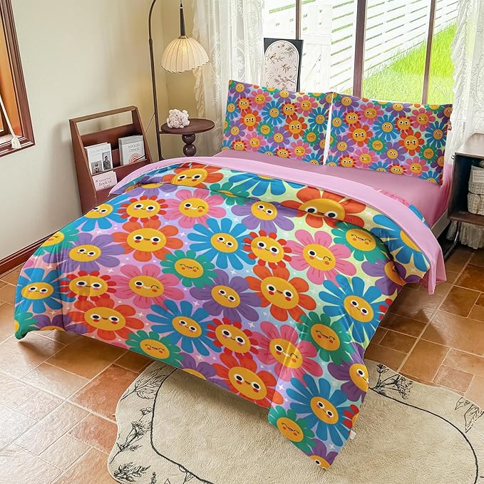 Full Size Bedding Sets Kids Bedding Sets for Girls, Galaxy Bedding 5 Pieces Bed in A Bag Full Size, Glitter Colorful Comforter for Girls