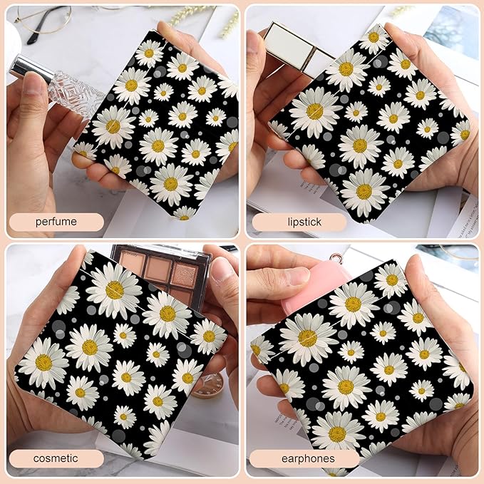 2Pcs PU Leather Small Squeeze Coin Purse Pouch Mini coin Bag Unique And Cute Wallet Cosmetic Bags Change Bag For Women Girls Men Daisy Print