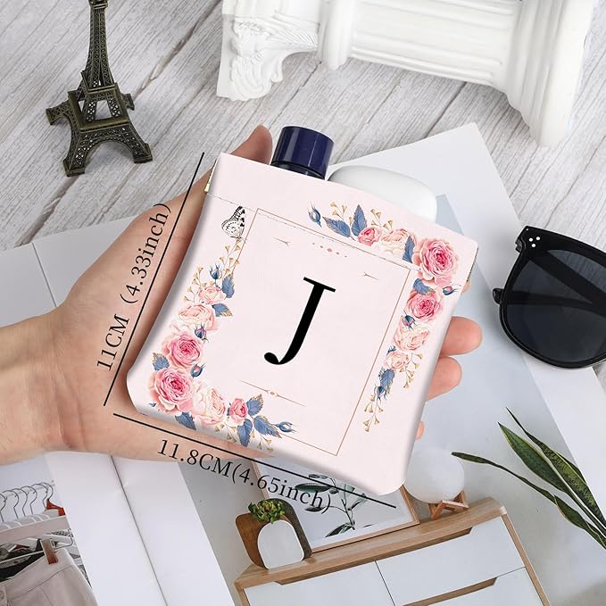 2Pcs Initial Letter PU Leather Small Squeeze Coin Purse Pouch Mini coin Bag Unique And Cute Wallet Cosmetic Bags For Women Girls Men Change Bag Letter J