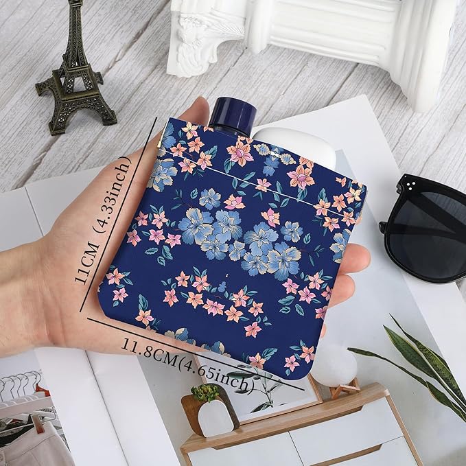 2Pcs PU Leather Small Squeeze Coin Purse Pouch Mini coin Bag Unique And Cute Wallet Cosmetic Bags Change Bag For Women Girls Men （Blue and white flowers