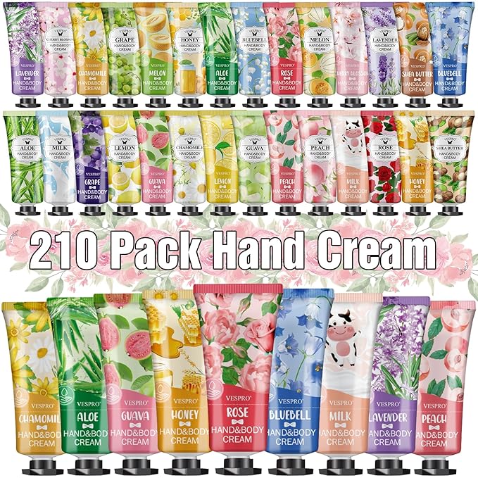 210 Pack Moisturizing Hand Cream Gifts Set, Valentines Day Gifts for Her, Hand Lotion Travel Size for Dry Cracked Hands, Bulk Hand Lotion for Teacher Gifts, Mom Gifts, Bridesmaid Gifts, Small Gifts