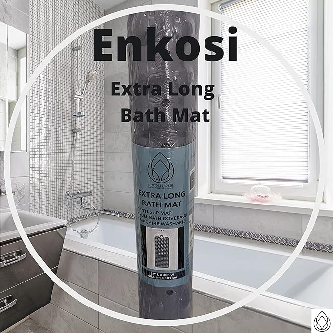 ENKOSI Bath Mat - Large Non Slip Bathtub & Shower Mat - Extra Long 40 x 16 Inch Bathroom Mats for Tub Nonslip Anti Slip Bathmats (40x16 Turquoise 1-Pack)