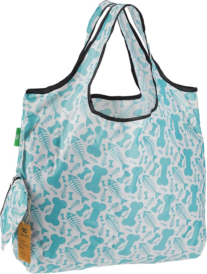 Reusable Large Foldable Shopping Bag Fish Bone by Eco Chic