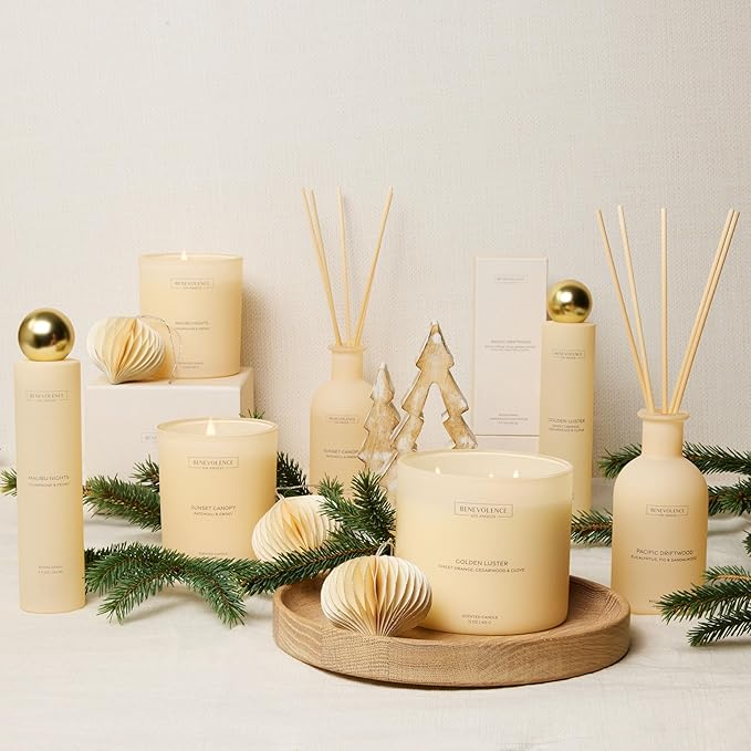 Patchouli & Ebony – Benevolence LA 3-Wick Fall Scented Candle for Home | 15oz, 50-Hour Burn | Natural Soy Wax | Warm & Grounding Home Fragrance | Malibu Sands Collection – Gift for Women & Men