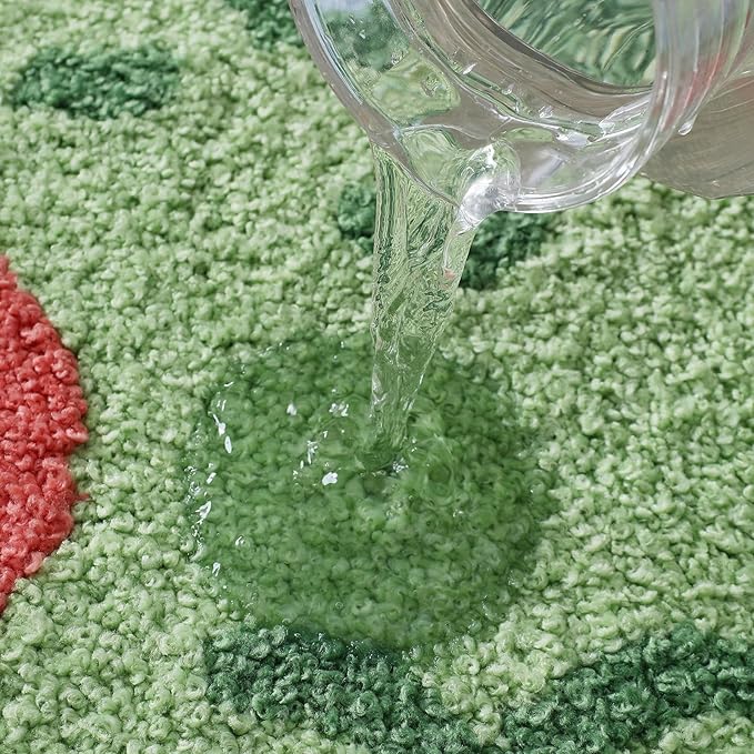 Ankah Bath Mat Cute Shower Rug, Luxury Shaggy High Absorbent and Anti Slip, Machine Washable Fit for Bathtub, Shower and Bath Room, (19.68"x 31.49", Flower Frog)