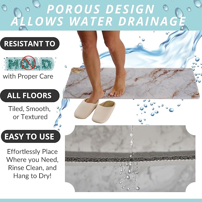 Non Slip Bathtub Mat Shower Mat for Tub - Loofah Bath Mats for Bathroom - 40x16 Bathtub Floor Mat - Textured Anti Slip Bath Mat Without Suction Cups - Secure Mat for Wet Areas (40x16 Blue Gold)