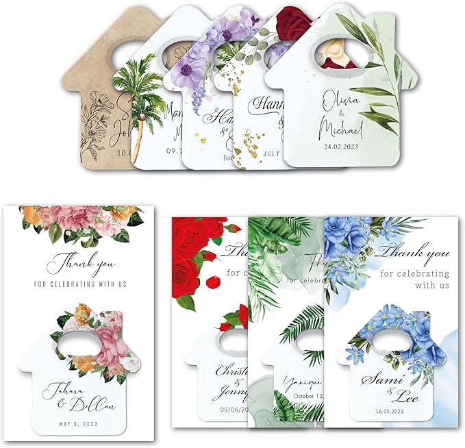 20 PCS Personalized Wedding Favors Bottle Openers - Custom Wedding Gifts for Guests with Thank You Cards, Memorable Thank You Gift for Celebrating Your Special Day (Home)