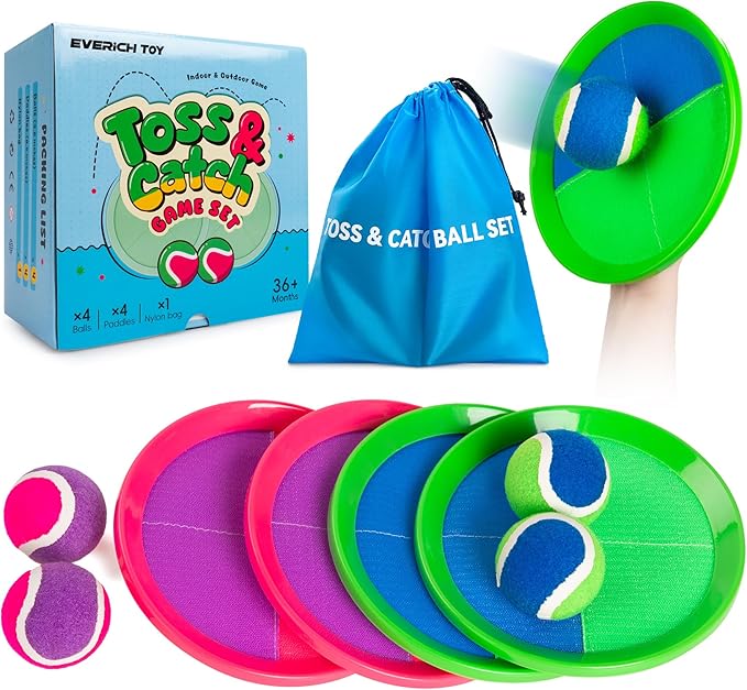 EVERICH TOY Upgraded Toss and Catch Ball Game Set, Outdoor Games for Kids Toys, Stocking Stuffers for Family Games, Beach Pool Yard Christmas Toys Birthday Gifts for Boys Girls 3 4 5 6 7 8-12 Year Old
