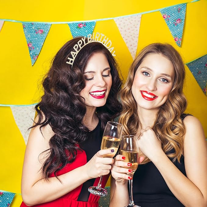 12 Pcs Rhinestone Happy Birthday Crowns Headbands Party Decorations Supplies Gift for Women Princess Birthday Tiara Bling Accessories