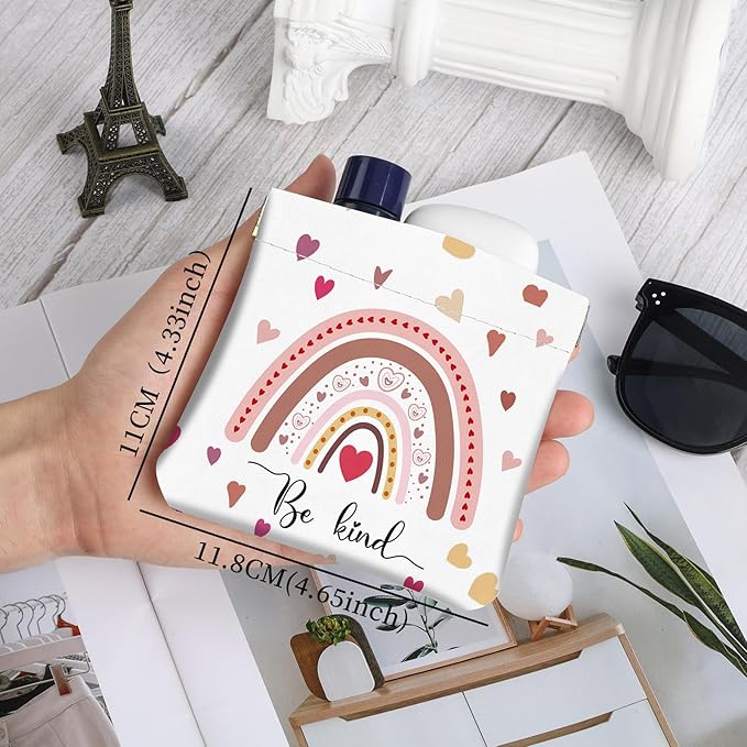 2Pcs PU Leather Small Squeeze Coin Purse Pouch Mini coin Bag Unique And Cute Wallet Cosmetic Bags Change Bag For Women Girls Men （Heart and Rainbow1