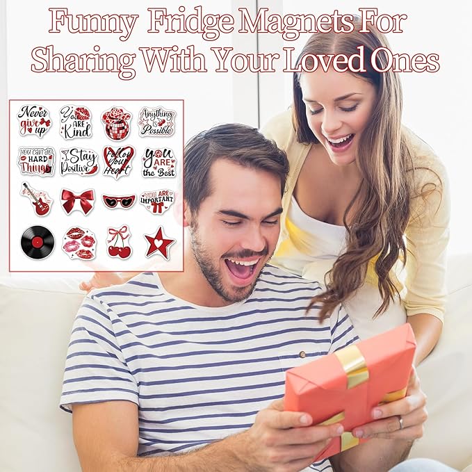 Red Inspirational Locker Magnet - 24 Pcs Downtown Girls Y2K Fridge Magnets Motivational Quotes Refrigerator Magnetic Hot Positive Magnetic Stickers for Home Office Kitchen Classroom Decor