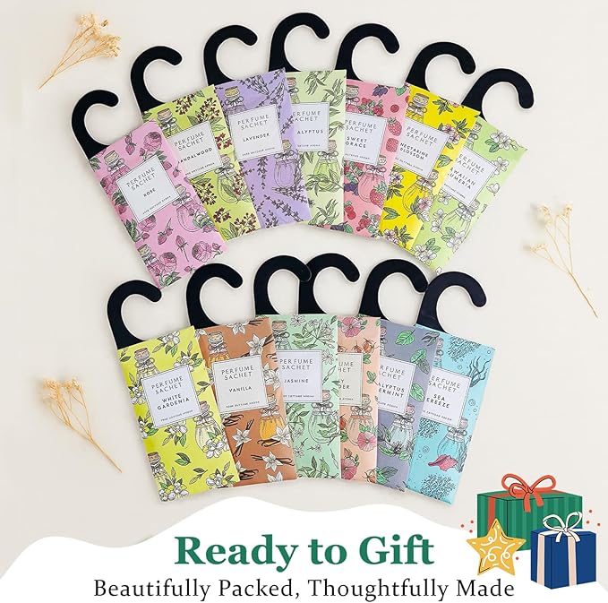 Rose Cottage Large 12 Packs Closet Deodorizer Freshener Closet Air Freshener Home Scented Sachets Room Freshener Scents Air Freshener Closet Odor Eliminator 4 Scents Floral