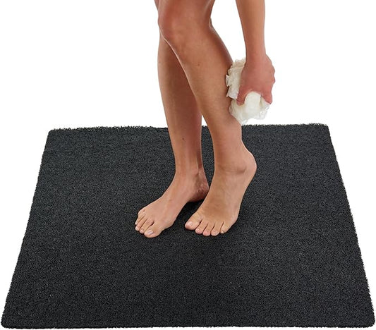 ENKOSI Square Shower Mat - Non Slip Shower Mats for Inside Shower - Extra Large 31x31 Shower Floor Mat Non Slip - Square Bath Mat for Shower - Secure Anti Slip Loofah Shower Bath Mat (31x31 Black)