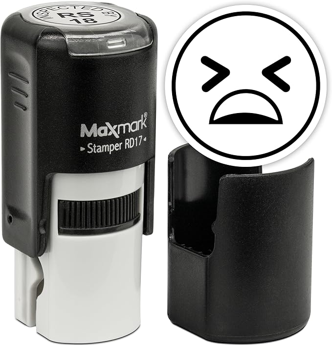 MaxMark Round Self Inking Emoji Stamp - Pain - Black Ink
