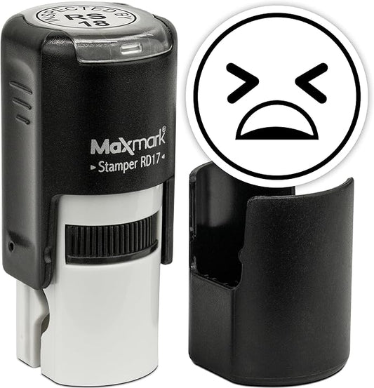 MaxMark Round Self Inking Emoji Stamp - Pain - Black Ink