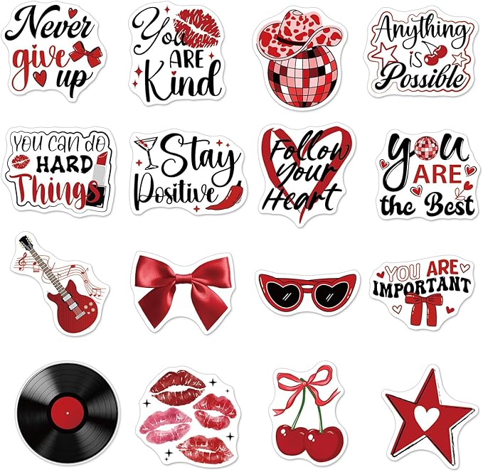 Red Inspirational Locker Magnet - 24 Pcs Downtown Girls Y2K Fridge Magnets Motivational Quotes Refrigerator Magnetic Hot Positive Magnetic Stickers for Home Office Kitchen Classroom Decor