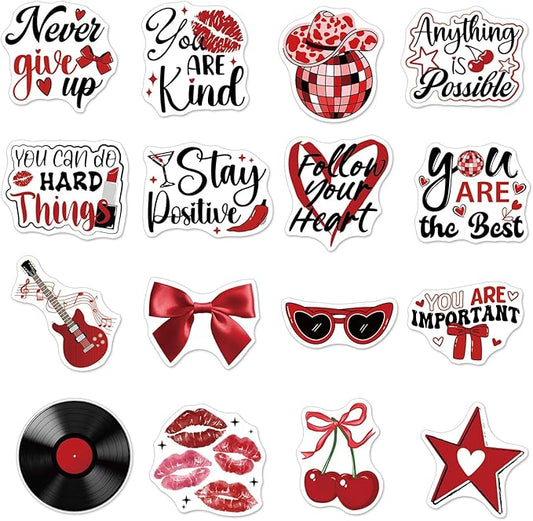 Red Inspirational Locker Magnet - 24 Pcs Downtown Girls Y2K Fridge Magnets Motivational Quotes Refrigerator Magnetic Hot Positive Magnetic Stickers for Home Office Kitchen Classroom Decor
