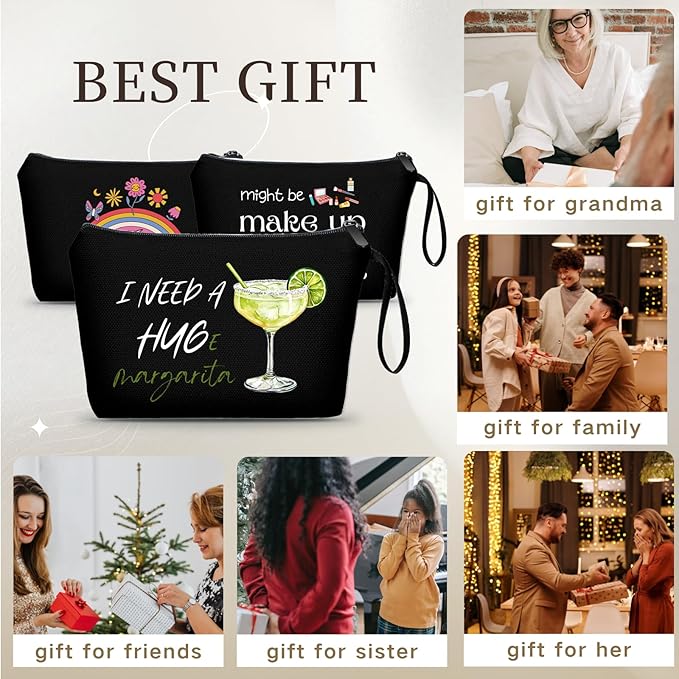 Margarita Cocktail Tequila Funny Unique Birthday Drink Gift Accessories for Women Female Coworker Friend Sister Bartender Mixologist Alcohol Lover Small Makeup Cosmetic Bag Valentine's day