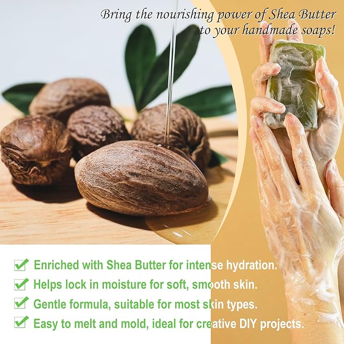 EDSRDRUS 2LB Shea Butter Soap Base Pre-Cut Moisturizing Natural Base Melt and Pour DIY Handmade for Crafting Soap Making