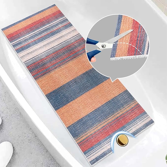 Shower Mat Bathtub Mat Non-Slip - 16x39 Inch, Soft Comfort Bath Mat with Drainage Holes, PVC Loofah Massage Bathmat for Shower, Tub, Bathroom, Wet Areas, Quick Drying
