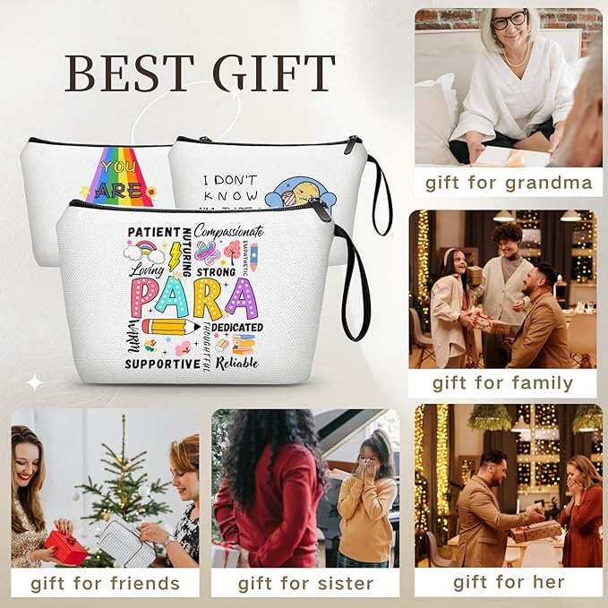 Paraprofessional Para Graduation Appreciation Thank You Funny Birthday Farewell Gifts Small Makeup Cosmetic Bag for Women Female Coworker Friend Assistant Paraeducator from Teacher