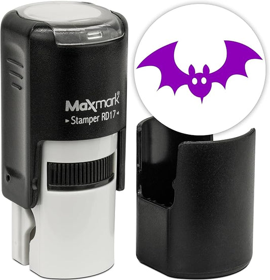 MaxMark Round Self Inking Halloween Stamp - Purple Ink