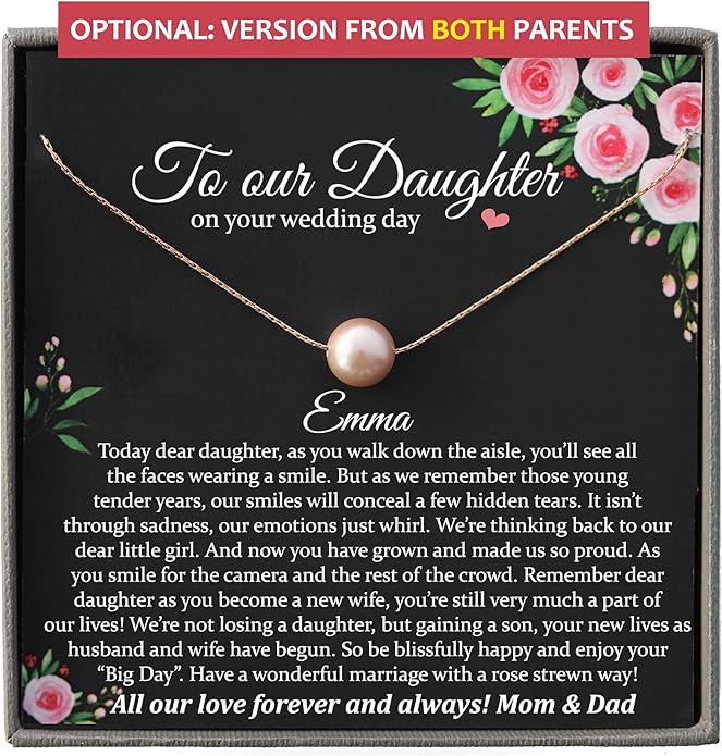 Be Wished Gift to Bride from Mom or Dad, Ready To Gift Jewelry with Meaningful Message, Daughter Wedding Gifts, Goldfilled or Sterling Silver