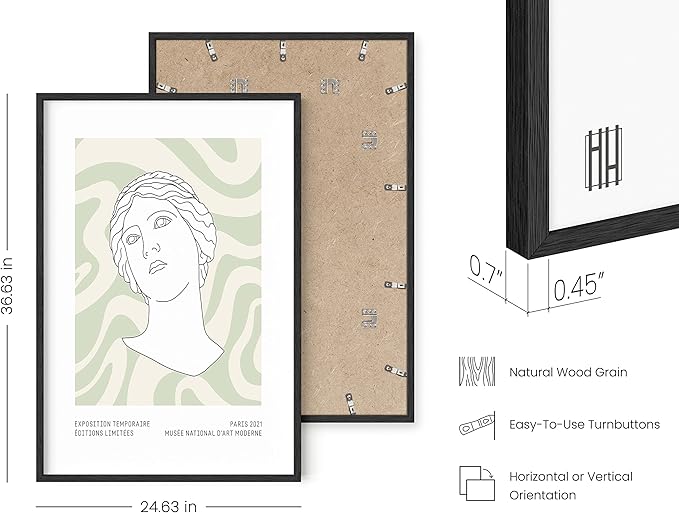 HAUS AND HUES Sage Green Wall Art, Aesthetic Green Posters, Danish Pastel Room Decor, Geometric Print (Black Frame, 24x36)