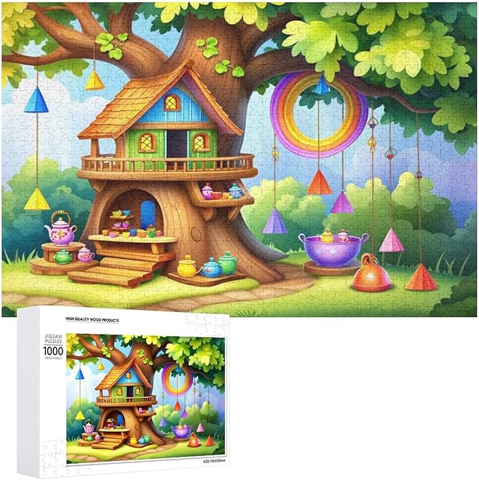 Wooden Puzzle - Fantastical Treehouse Escape Jigsaw Puzzles，Wooden Puzzles for Adults 1000 Pieces Challenge Puzzles，Educational Games，Family Puzzles，Unique Gifts for Wall Art