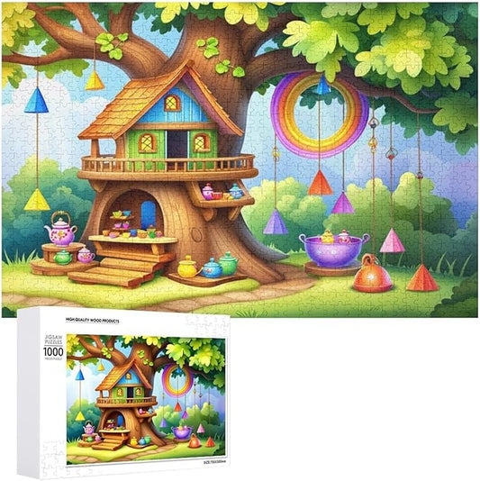 Wooden Puzzle - Fantastical Treehouse Escape Jigsaw Puzzles，Wooden Puzzles for Adults 1000 Pieces Challenge Puzzles，Educational Games，Family Puzzles，Unique Gifts for Wall Art