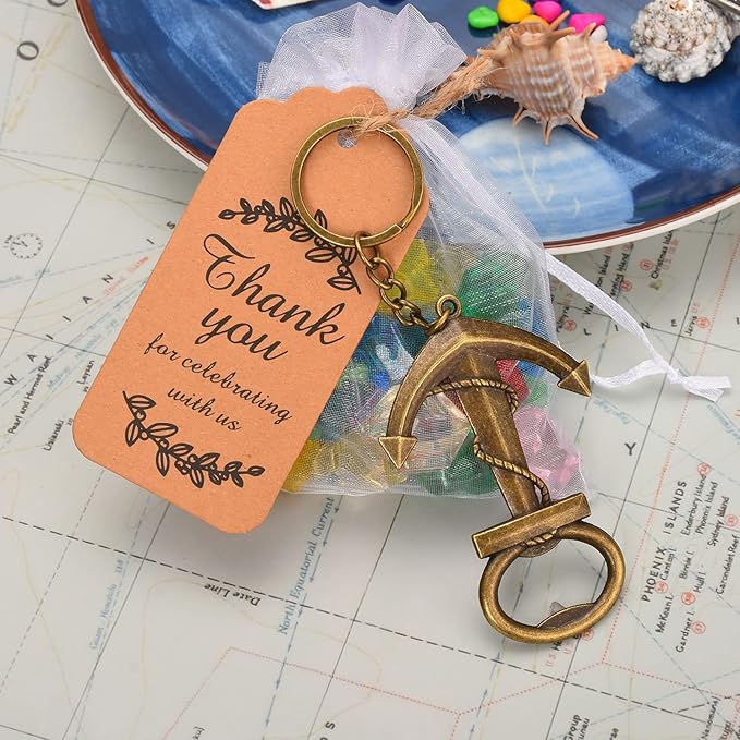 50pcs Anchor Keychain Bottle Opener Wedding Party Gift Decoration, Perfect for Birthday Party, Baby Shower Give Back Guest Gift, Nautical Themed Beer Opener Keychain