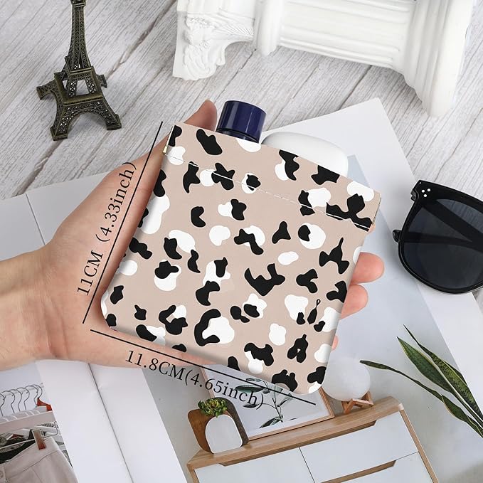 2Pcs PU Leather Small Squeeze Coin Purse Pouch Mini coin Bag Unique And Cute Wallet Cosmetic Bags Change Bag For Women Girls Men （Brown leopard print