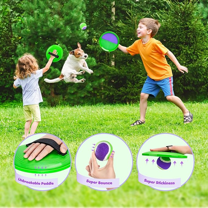 Toss and Catch Ball Set Upgraded - Kids Toys Stocking Stuffers for Family Games - Water-Resistant Great for Beach Pool Yard - Christmas Toys Gift for Boys Girls Teens 3 4 5 6 7 8 9 10 11 12+ Years