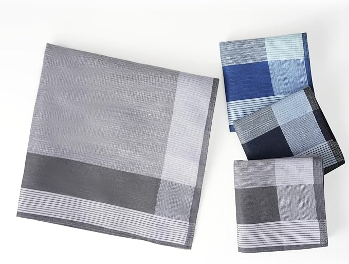 HOULIFE Mens Handkerchiefs Soft Cotton Plaid Handkerchief for Men, Classic Checkered Pattern Hankies in Assorted 6/12 PCS