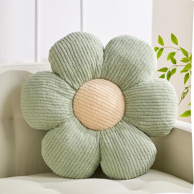 Flower Pillow Flowers Shaped Pillow Cushion Decorative Daisy Pillow for Bed Cute Throw Pillow Flower Floor Pillow Soft Seat Cushion Sage Green Cushion 15.7"