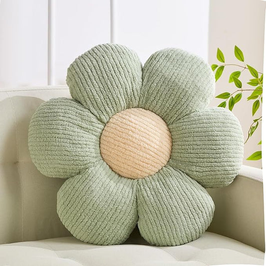 Flower Pillow Flowers Shaped Pillow Cushion Decorative Daisy Pillow for Bed Cute Throw Pillow Flower Floor Pillow Soft Seat Cushion Sage Green Cushion 15.7"