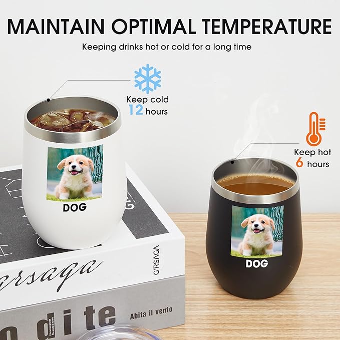 Personalized Wine Tumbler Glasses Print in USA Stainless Steel Travel Customized Coffee Cup with Lid & Straw Double Wall Insulated Mug with Colorful Text Logo Photo