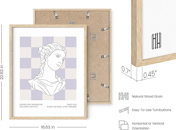 HAUS AND HUES Danish Pastel Decor, Purple Aesthetic Wall Art, Cute Room Posters, Danish Pastel Prints (Beige Framed, 16" x 20")