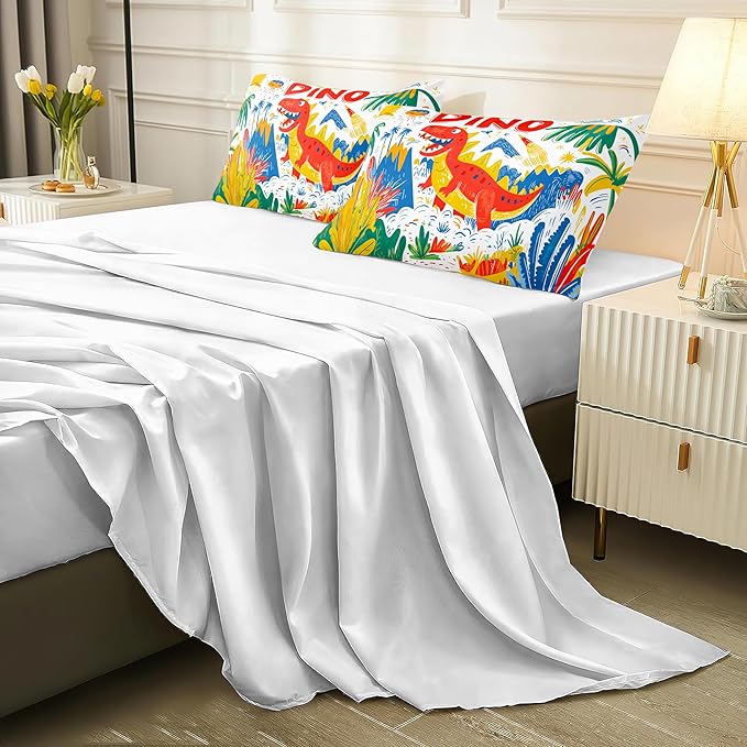 Helloosun 5PCS Dinosaur Comforter Sets Twin,Cartoon Dinosaur Bedding Sets for Kids,Colourful Toddler Comforter Twin