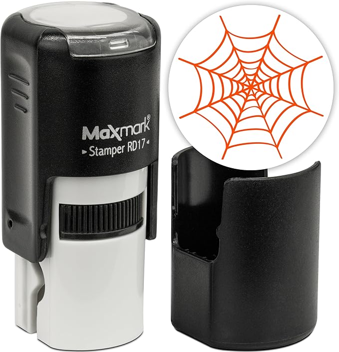 MaxMark Round Self Inking Halloween Stamp - Orange Ink